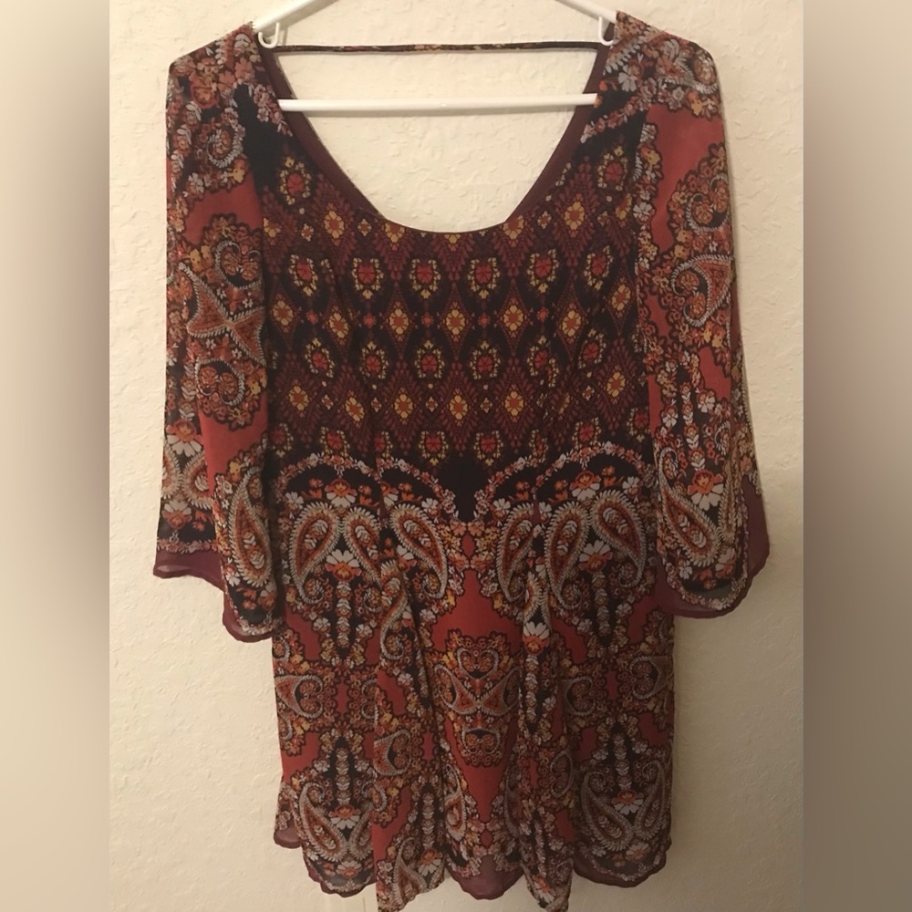 Charlotte Russe Boho, Fall Colored 3/4th Sleeve Dress